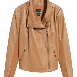 Trouve Women’s Brown Raw Edge Leather Jacket